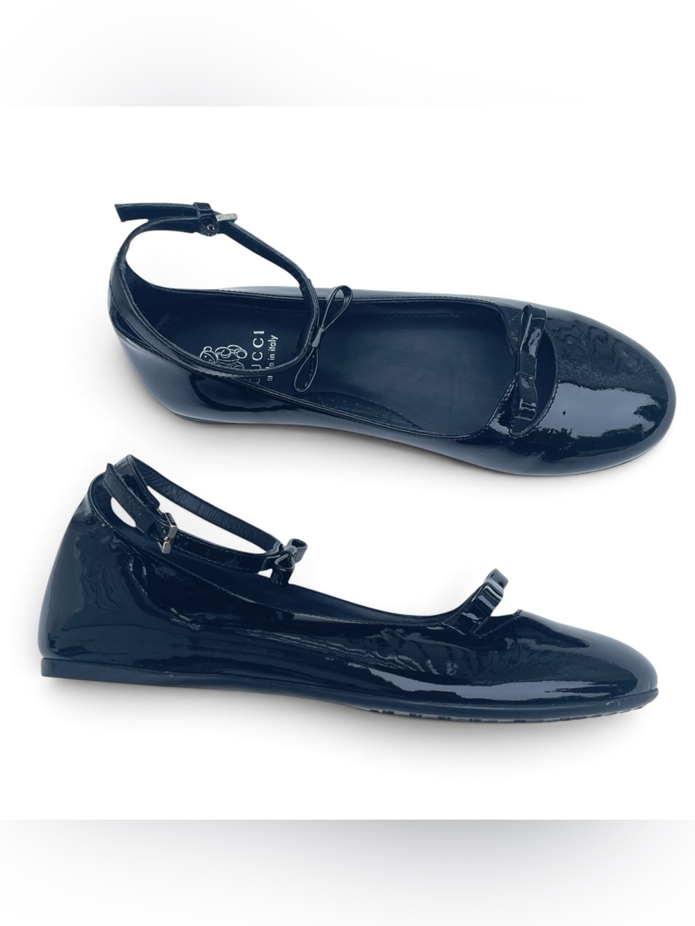 NewGucci Gomma Patent leather girls dress shoes 34 4.5.
